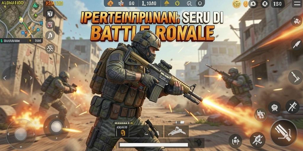 Screenshot dari ASIA100 menampilkan aksi mendebarkan dalam gameplay Battle Royale.