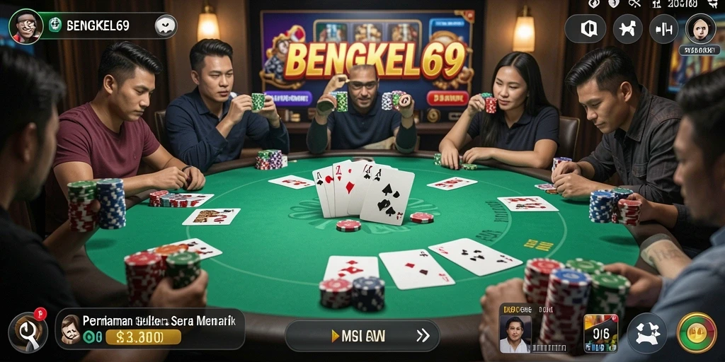 Tangkapan layar gameplay BENGKEL69 menampilkan keseruan permainan Poker.