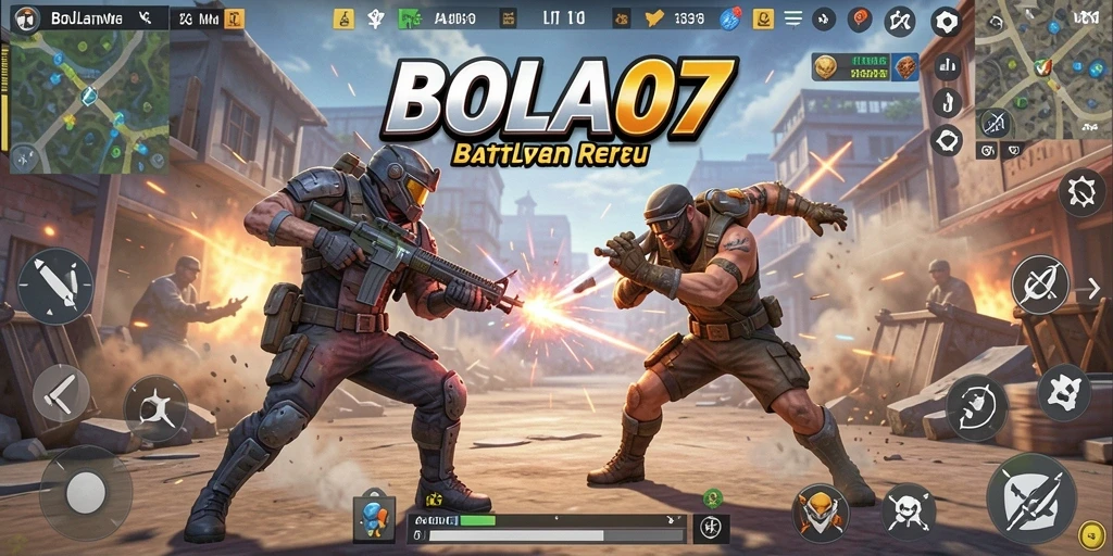 Tampilan gameplay seru dalam BOLA07 dengan aksi Battle Royale.