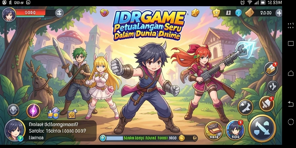 Screenshot gameplay dari IDRGAME dengan karakter anime yang menakjubkan.