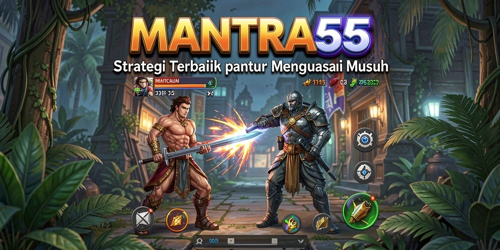 Screenshot gameplay <strong>MANTRA55</strong> menunjukkan aksi pertempuran strategis yang mendebarkan.