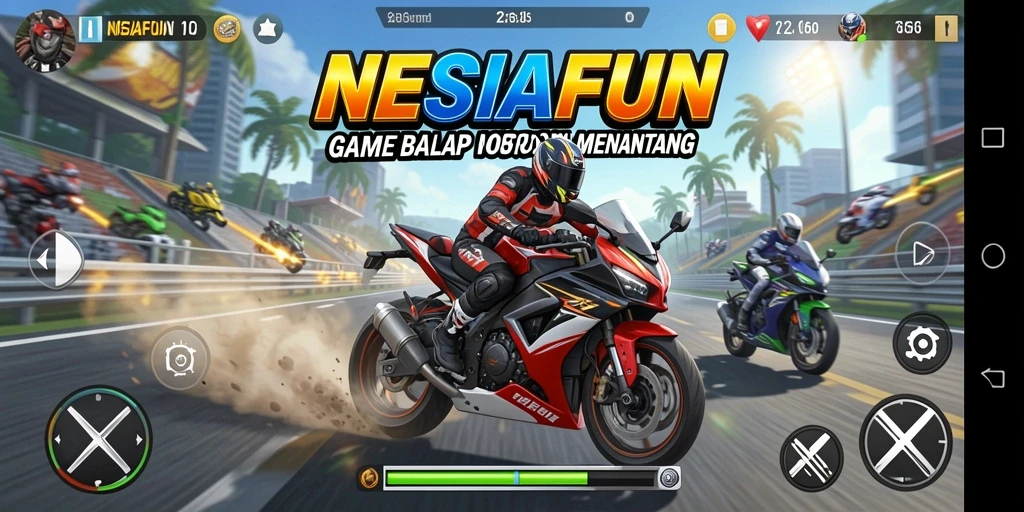 Gameplay seru dengan balapan motor yang menegangkan di NESIAFUN.