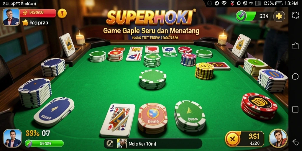 Tampilan gameplay seru dalam SUPERHOKI saat bermain Gaple.