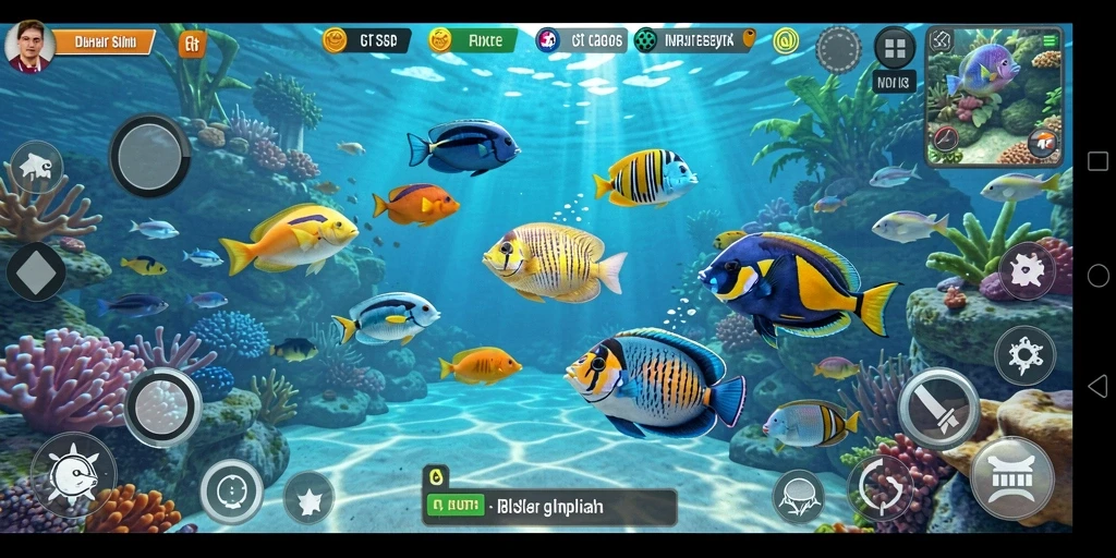 Tampilan gameplay seru dalam T6 dengan berbagai ikan untuk ditembak.