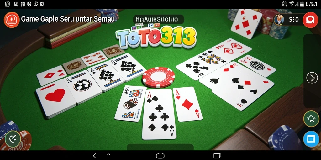 Screenshot gameplay TOTO313 yang menampilkan suasana bermain Gaple yang seru.