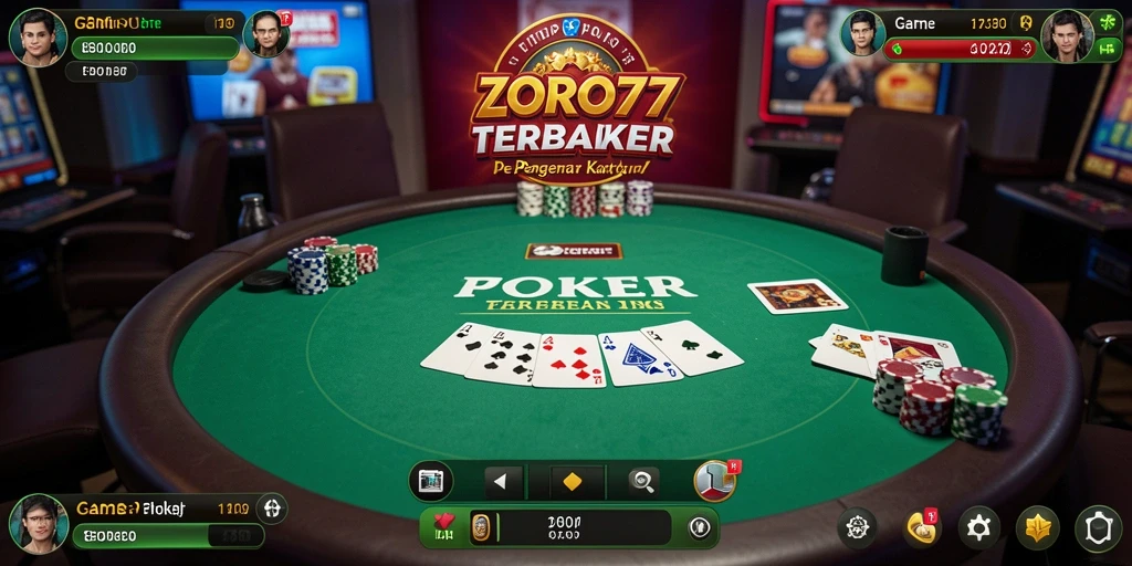 Tampilan gameplay Poker yang seru dan menegangkan di ZORO77.